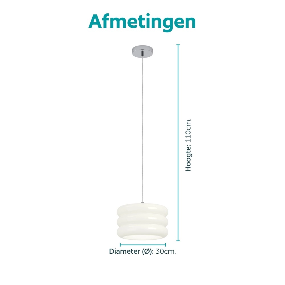 Design-Pendellampe Tortora Chrom mit weißem Ø 30cm