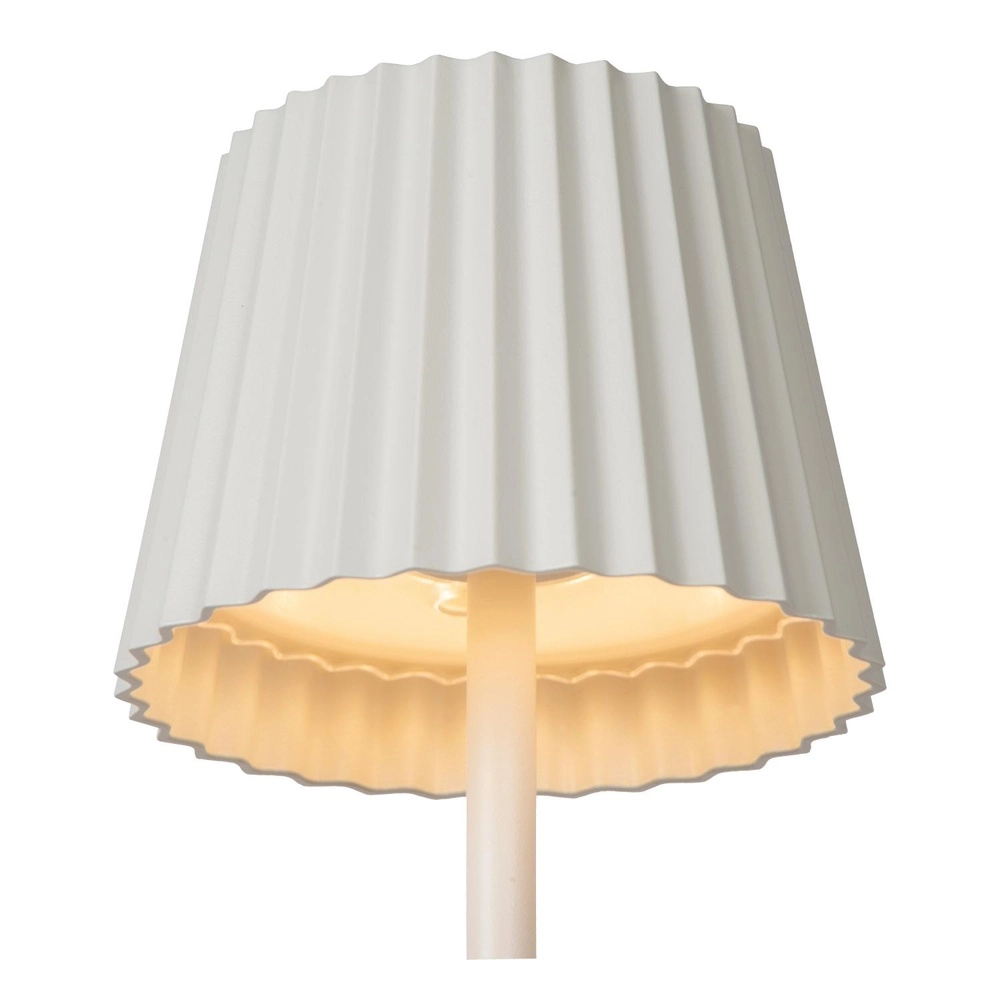 Wiederaufladbare Tischlampe Justine Weiß mit Ladestation Lucide 5411212272188