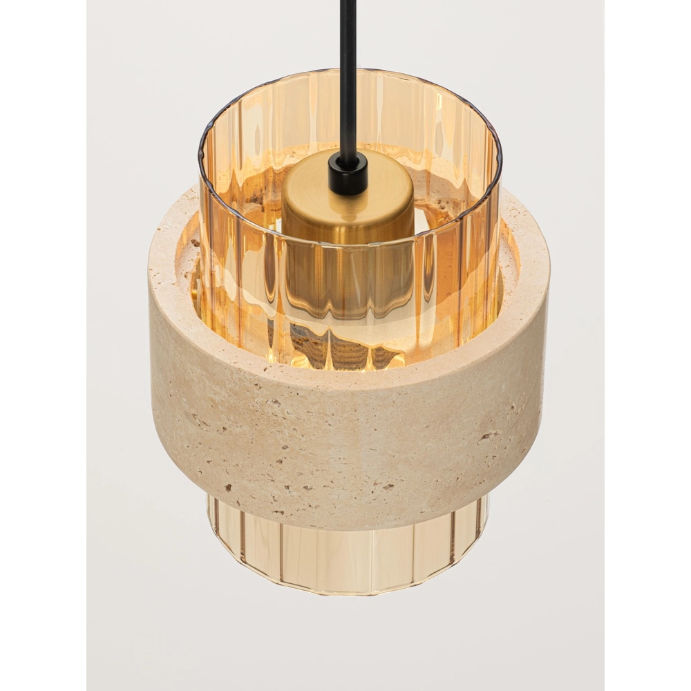 Moderne Pendellampe Melony Bernsteinglas mit sandbraunem Lyora 5212063501249