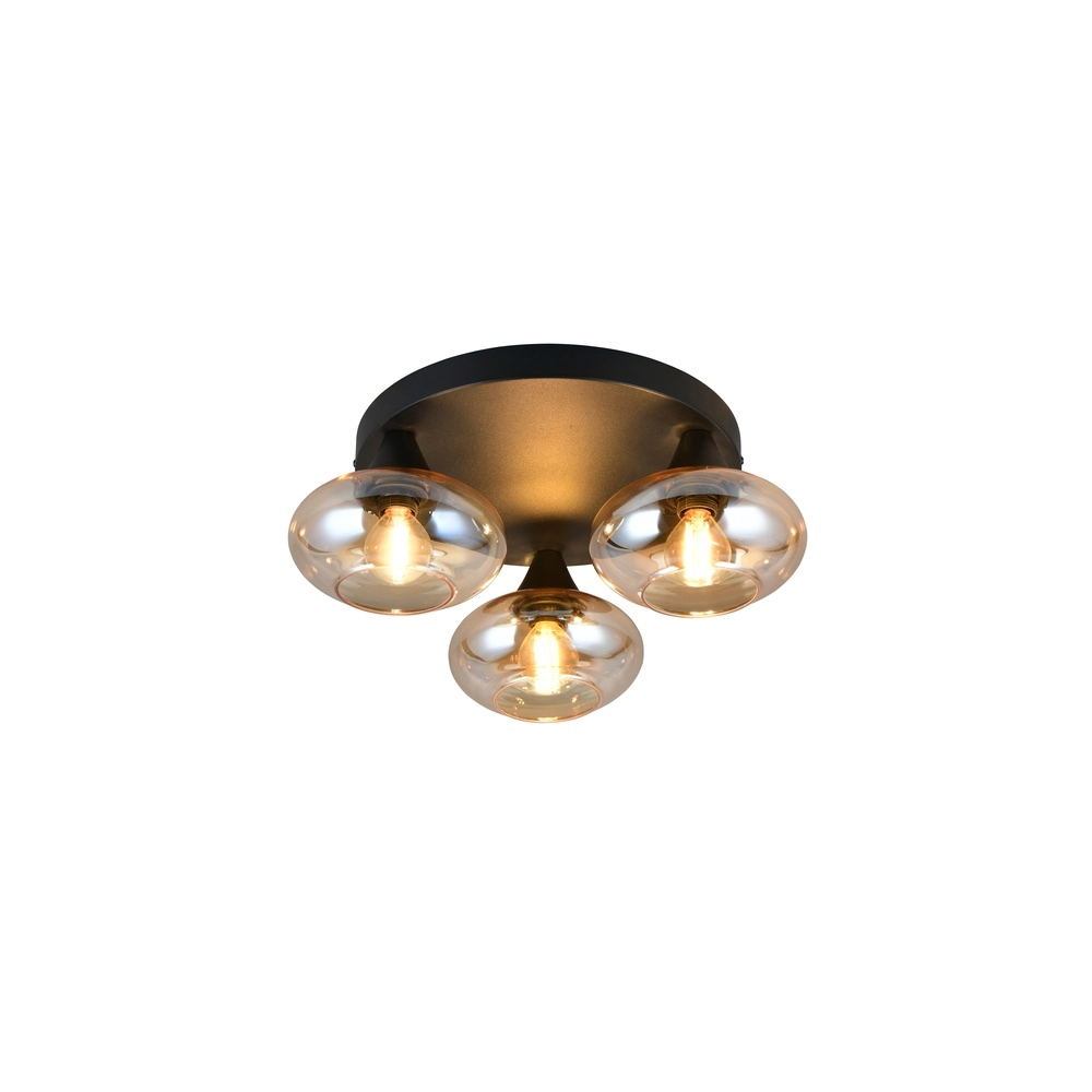 Deckenlampe Divina schwarz mit Braunglas
