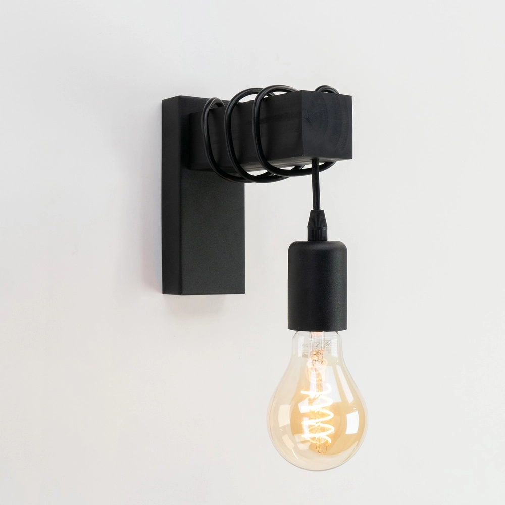 Landwandlampe Townshend Schwarzes Holz Eglo 9002759307387