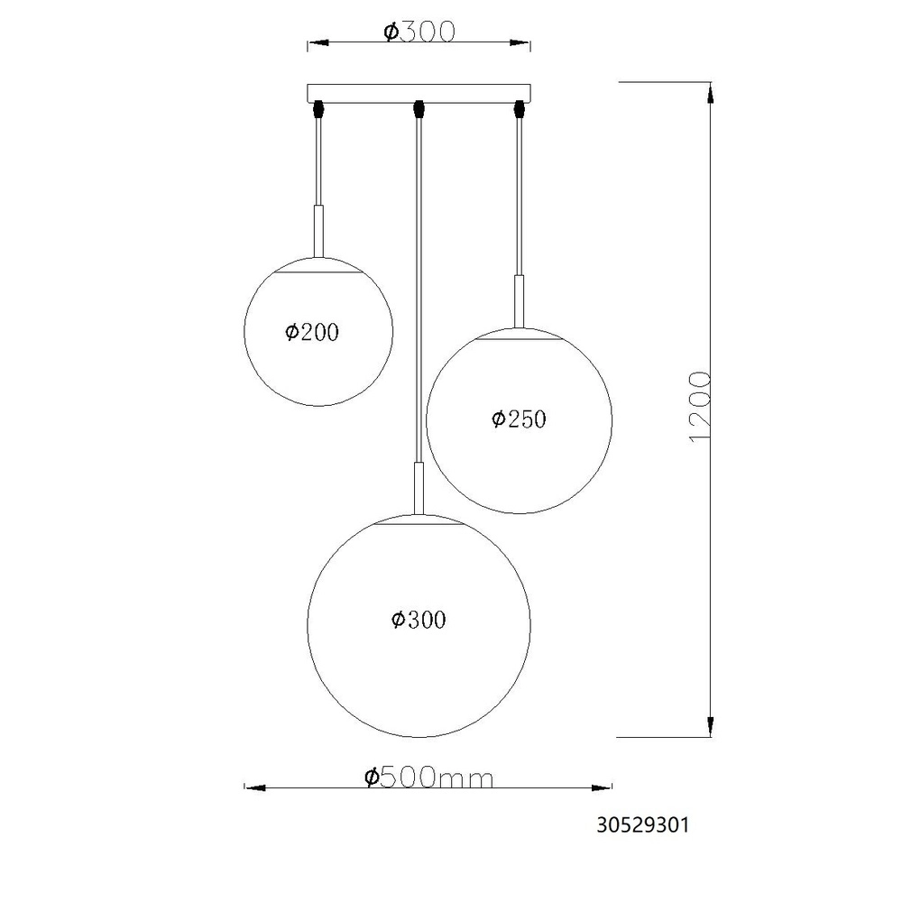 Design-Pendellampe Kop Nickel 3-Licht Patrone Globo 9007371513994