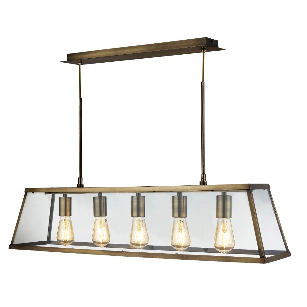 Ländliche Hängelampe Voyager 5-flammige antike Bronze