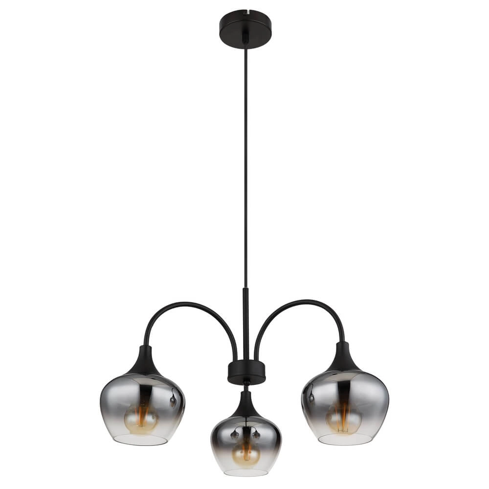 3-flammige Pendelleuchte Maxy schwarz mit Rauchglas Globo 9007371468188