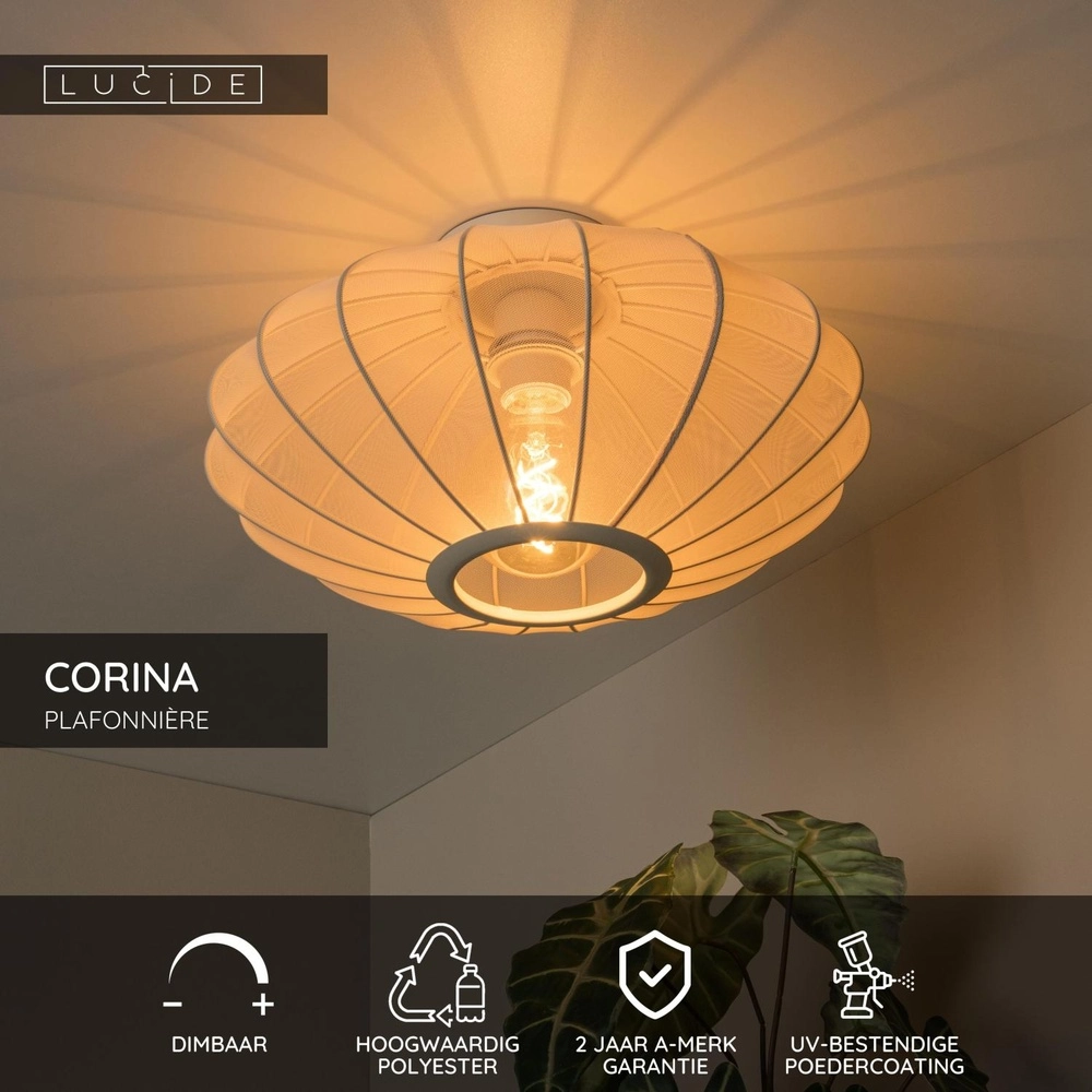 Deckenlampe Corina sandbraun Ø 40 cm Lucide 5411212031990