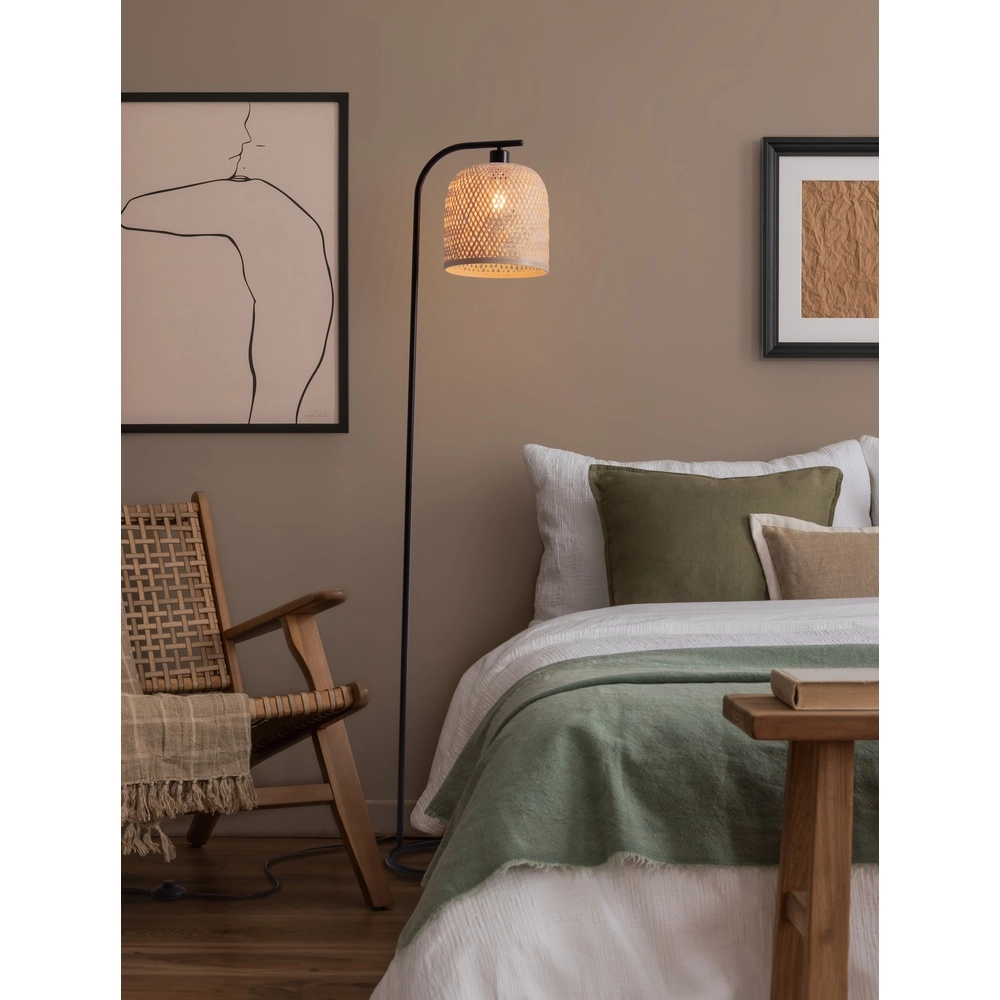 Stehlampe Intra schwarz mit Bambuskappe Lyora 5212017454836