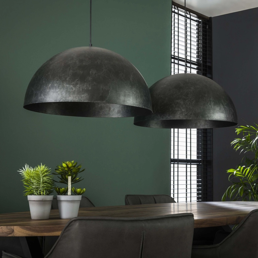 Industrie-Pendellampe Dome 2x Ø 60 cm – Holzkohle Lyora 8716803512566