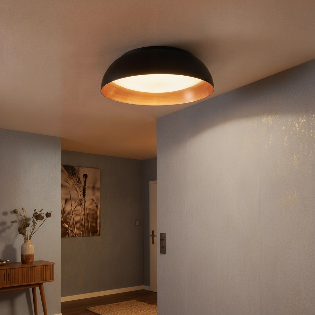 Design-Deckenleuchte Landon schwarz mit kupfer