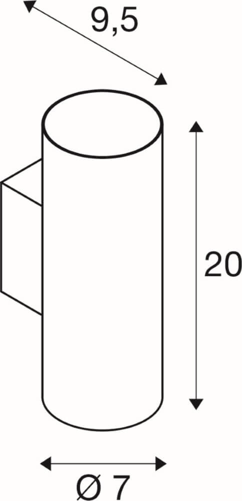 Schwarzer Wandstrahler Asto Tube oben & unten - 2x GU10 SLV 4024163265973