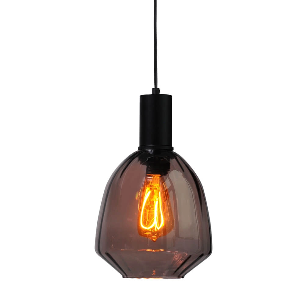 Hängelampe schwarz Porto mit Nicolette-Rotglas - Ø 20cm Masterlight 8718121269375