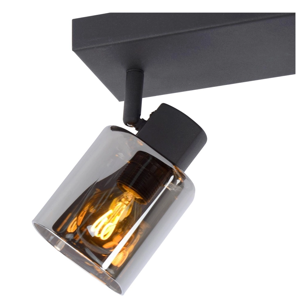Deckenlampe Alion 3-Licht Schwarz mit Rauchglas Lucide 5411212177001