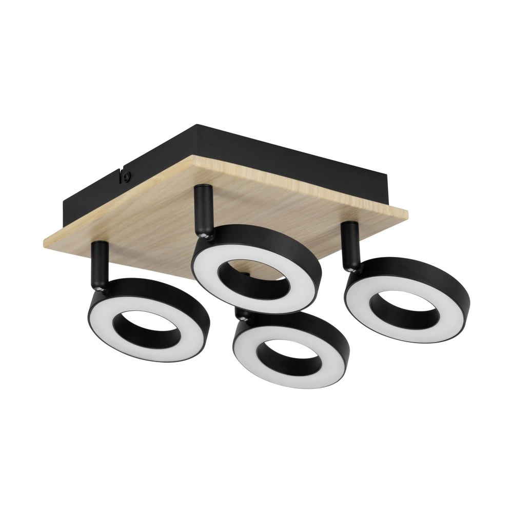 LED-Deckenlicht Rielves 4-Licht mit Holz