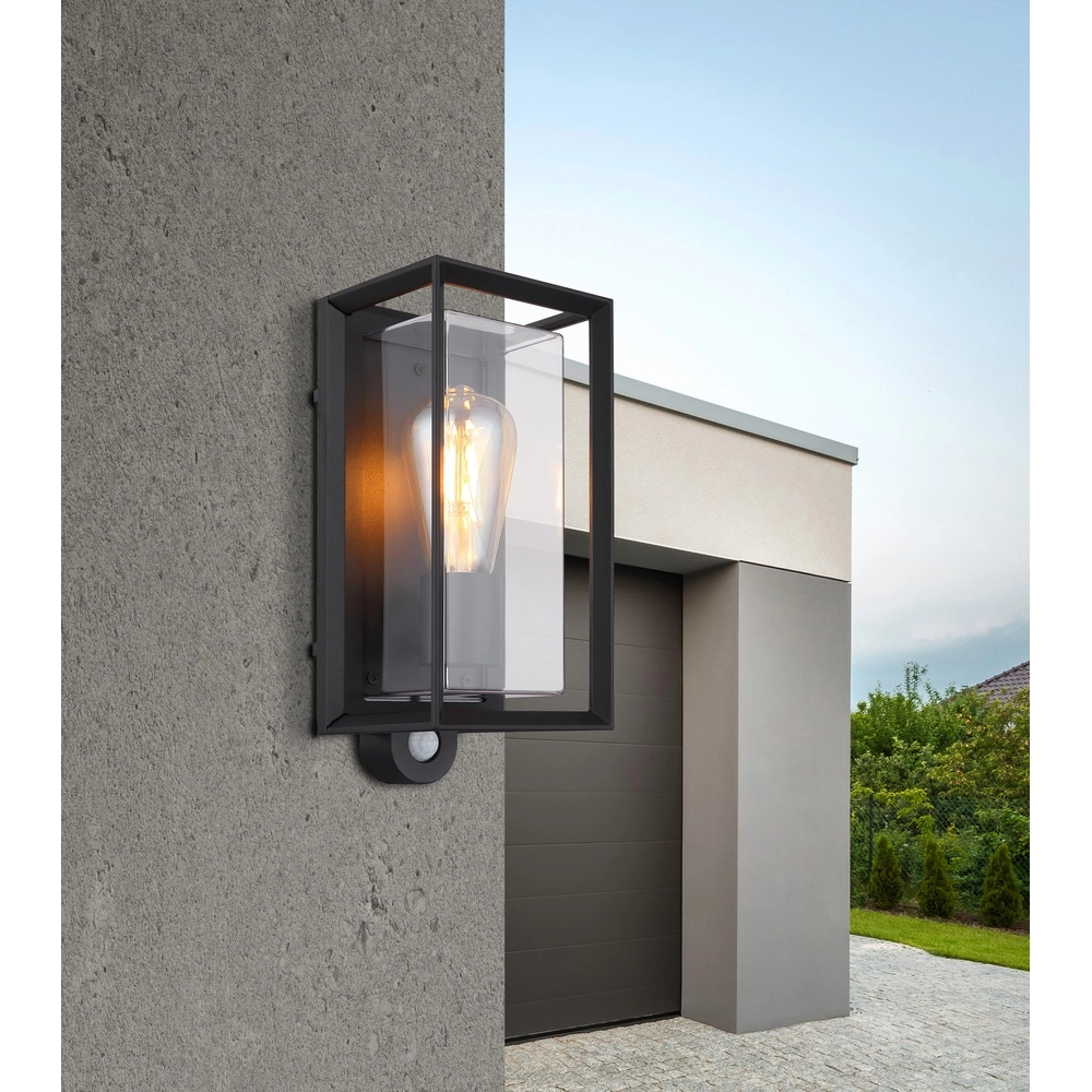 Außenwandlampe Logana Schwarz mit Sensor Globo 9007371468812