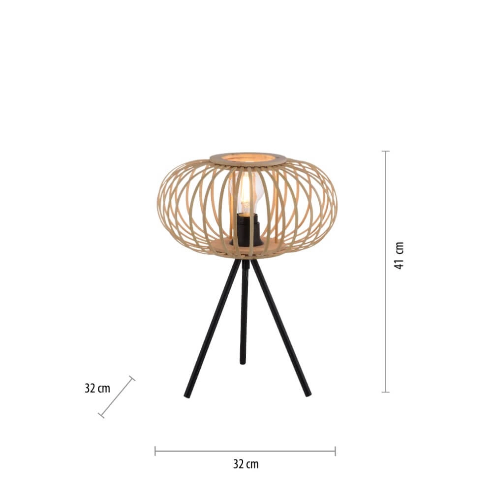 Stativ-Tischlampe Racoon Holz Just Light 4043689987596