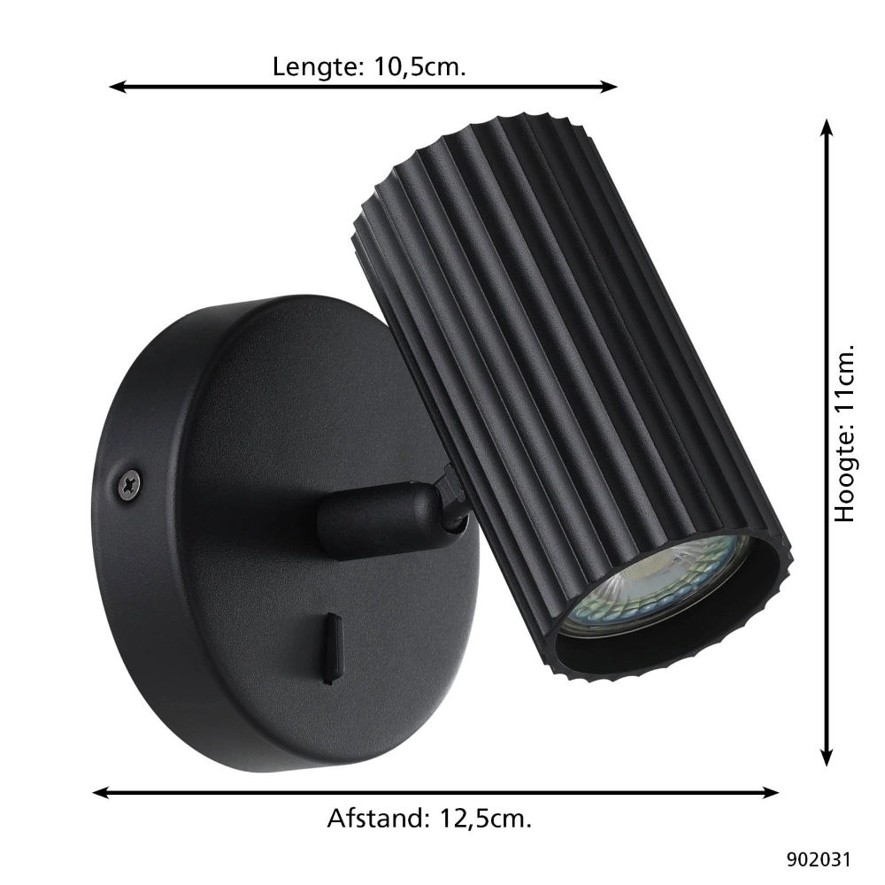 Aufputz-Spot Portillo Single Schwarz Eglo 9008606360529
