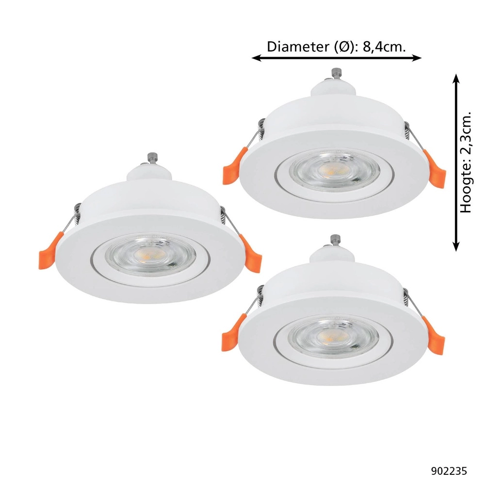 Set mit 3 Einbaustrahlern Barranco weiß Ø 8,4cm IP44 - 3000K Eglo 9008606359189