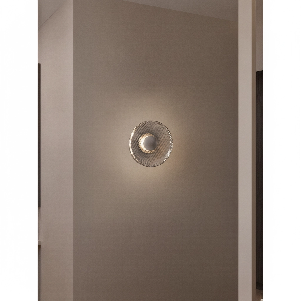 Wandlampe Lavina silbergrau mit Rauchglas Ø 25 cm