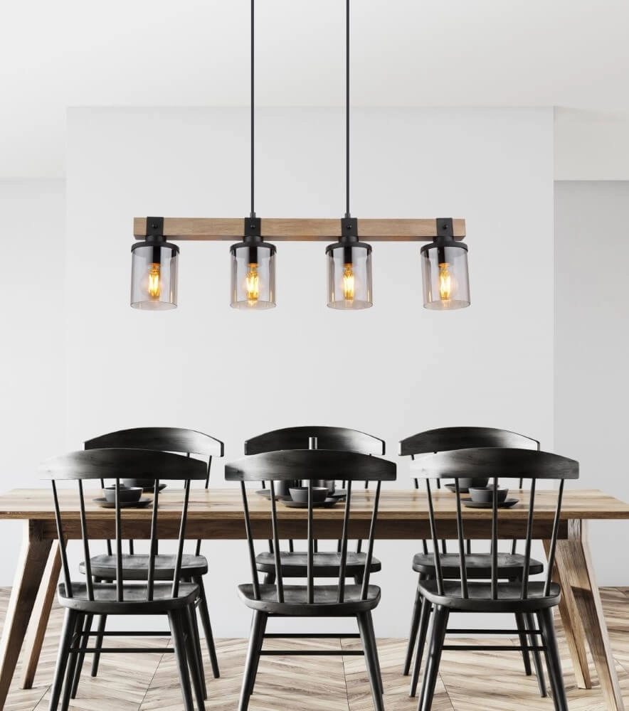 Hängelampe aus Holz Lila 4-Licht Globo 9007371431724
