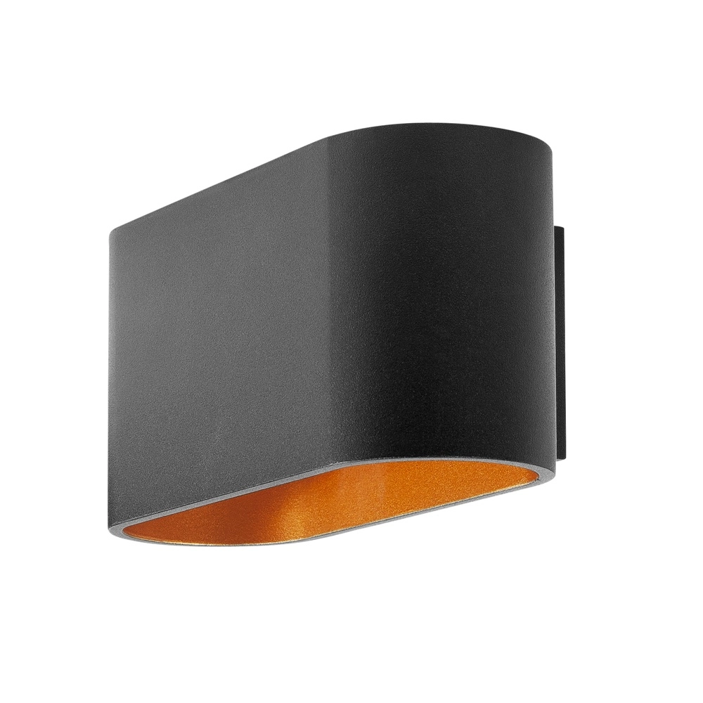 Ovaler Wandstrahler Oval schwarz mit gold