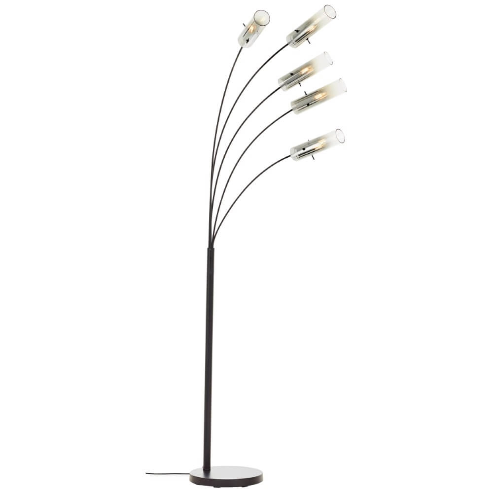Stehlampe Glasini schwarz mit Rauchglas Brilliant 4004353429545