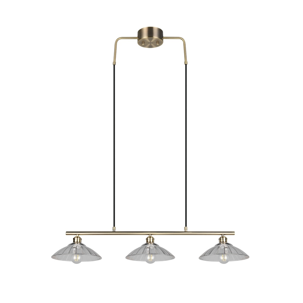 Klassische Pendellampe Eluna 3-Licht alte Messing Trio 4017807682526