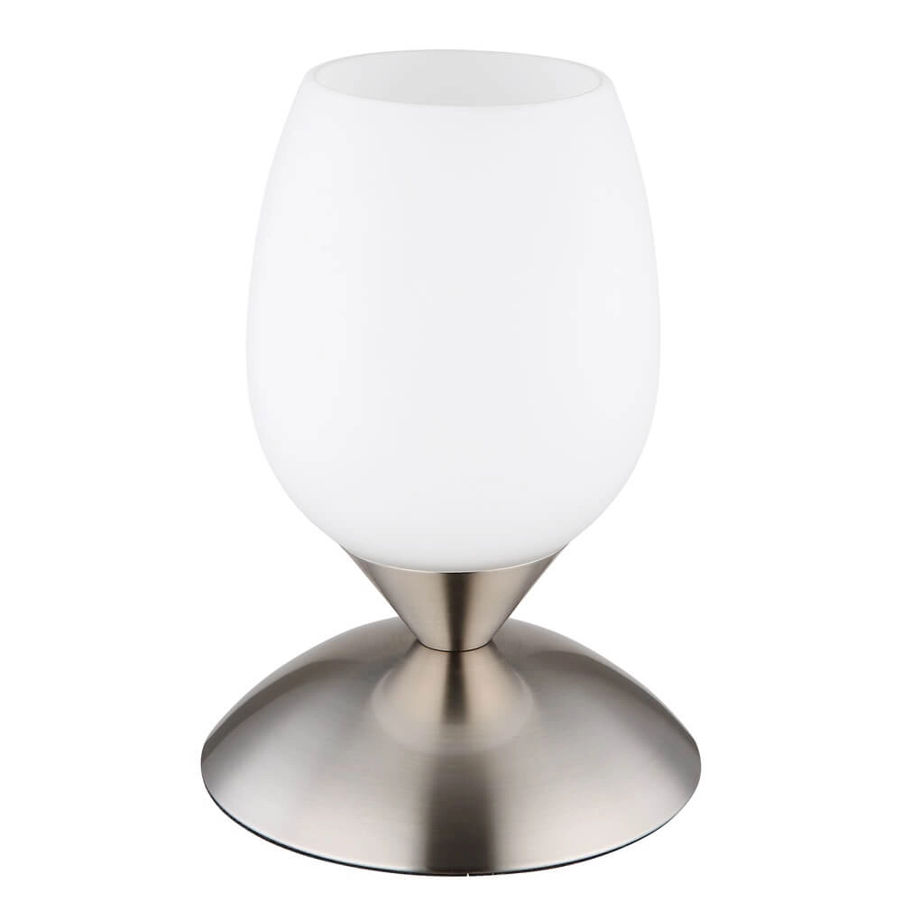 Tischlampe Kuwaita Nickel mit weißem Glas Globo 9007371446988