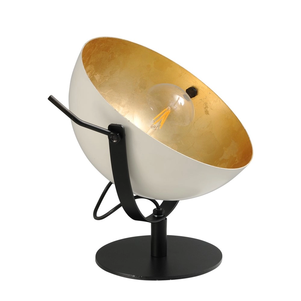 Tischlampe Industria Uplighter 30 cm weiß mit altem gold