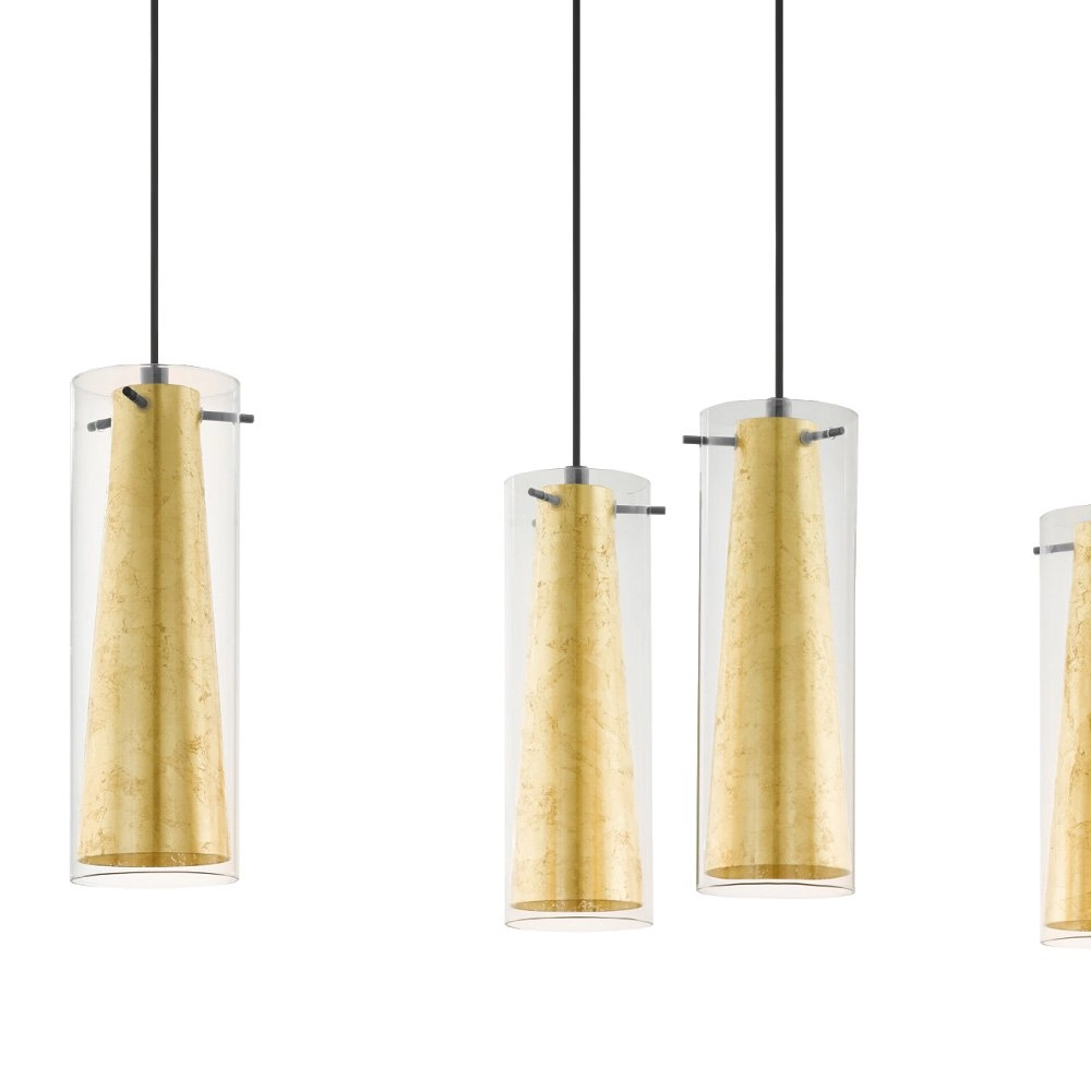 Hängeleuchte für Esszimmer Pinto Gold 4 Lichtschwarz mit gold Eglo 9002759976538