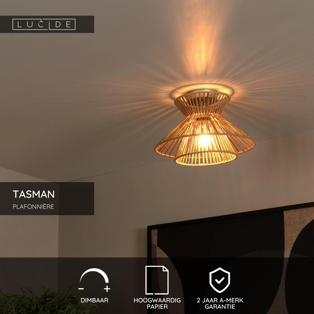 Deckenlampe Tasman Rattan Ø 32 cm Lucide 5411212105974