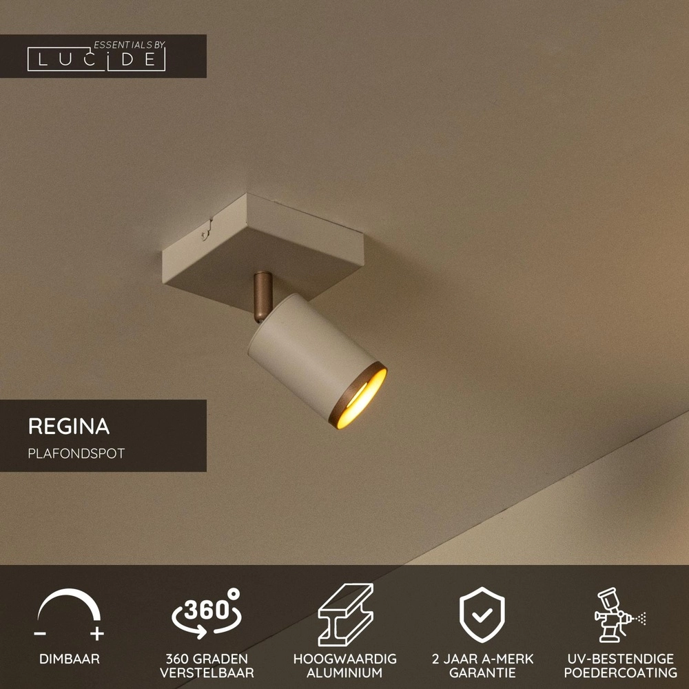 Deckenscheinwerfer Regina Taupe mit Kaffeebraun Lucide 5411212531209