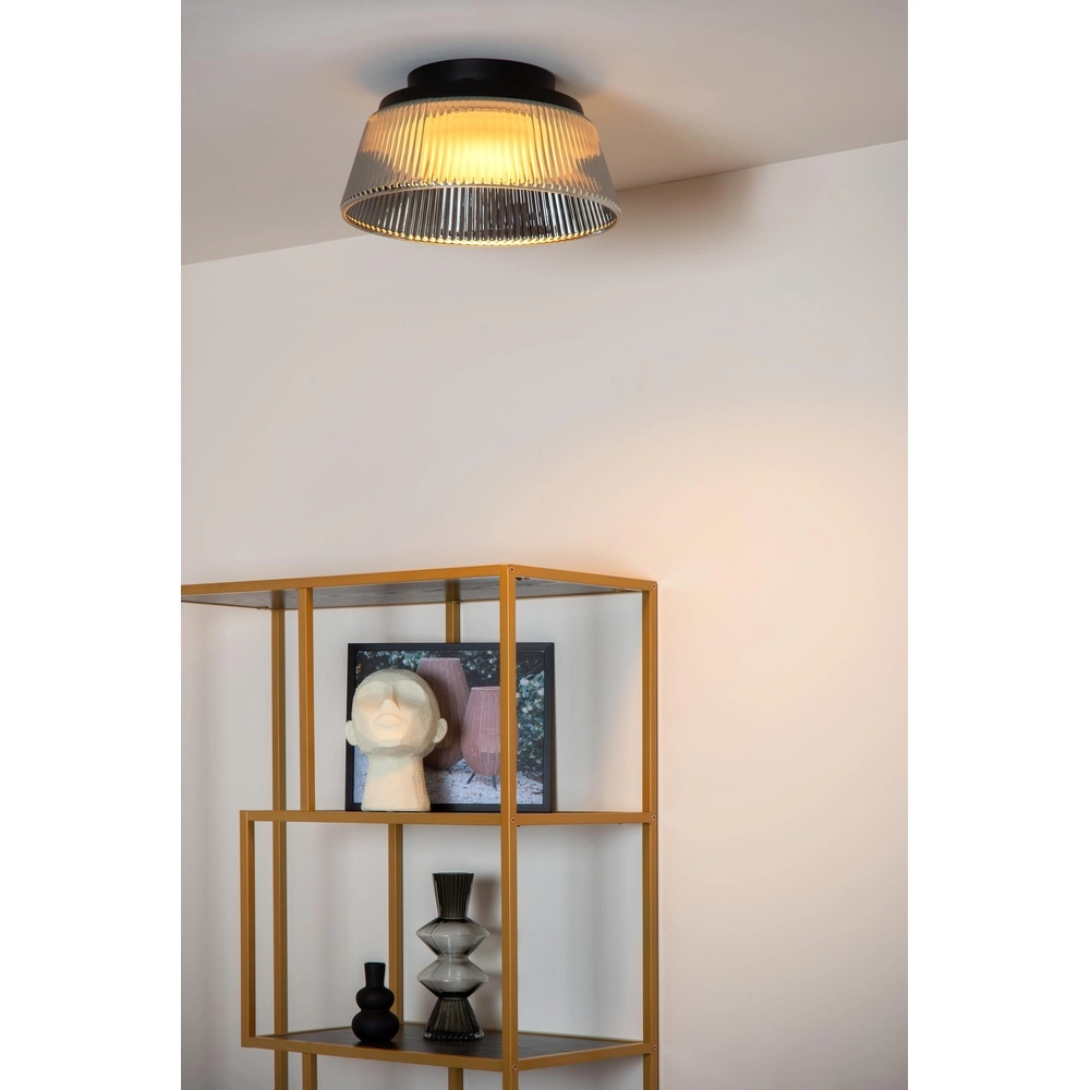 Deckenlampe Vixi Schwarz mit Rauchglas Lucide 5411212251077