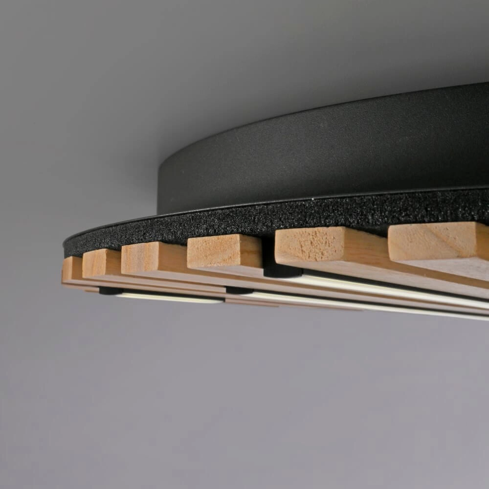 Runde Deckenleuchte Q-Akustik Ø 60cm Holz Paul Neuhaus 4012248385364