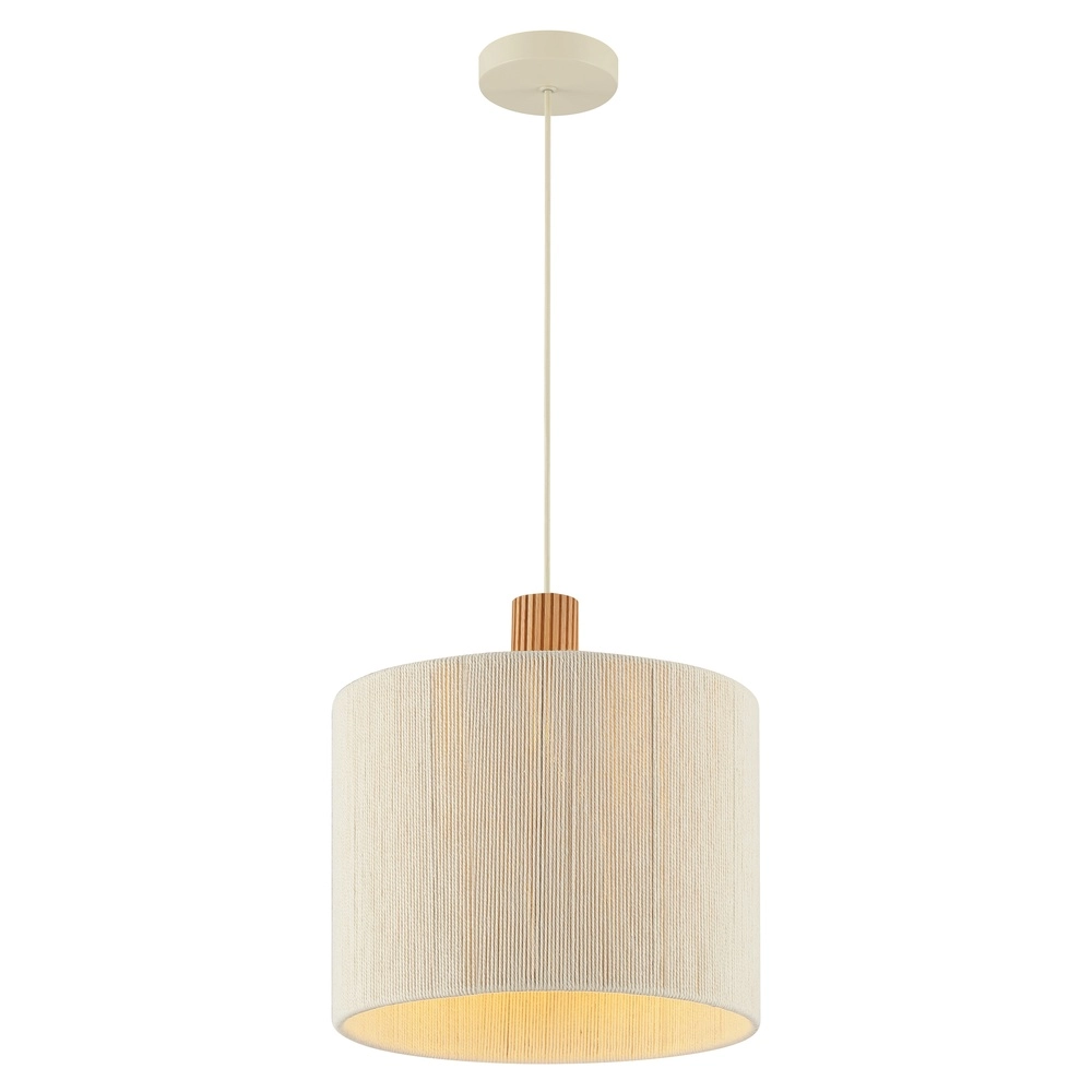 Beige Pendellampe Arlo mit Holz Japandi Ø 35 cm