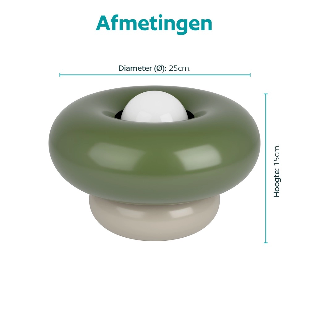 Design-Tischlampe Torchiarolo Sandbraun mit Grün