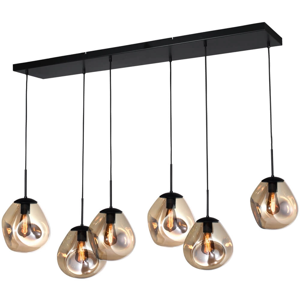 Hängelampe Lava 6x Goldglas Ø 24cm