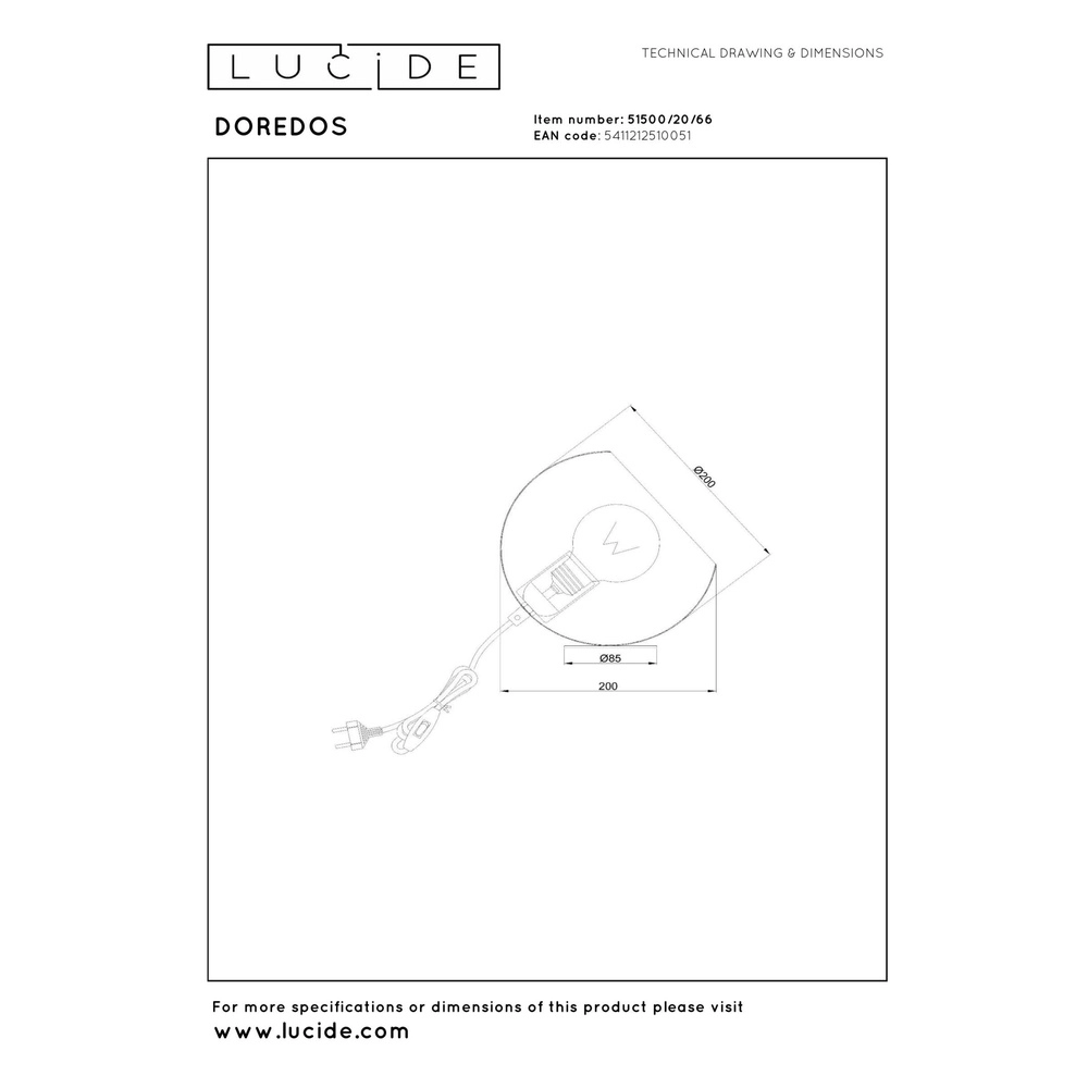 Tischlampe Doredos Ø 20cm pink Lucide 5411212510051