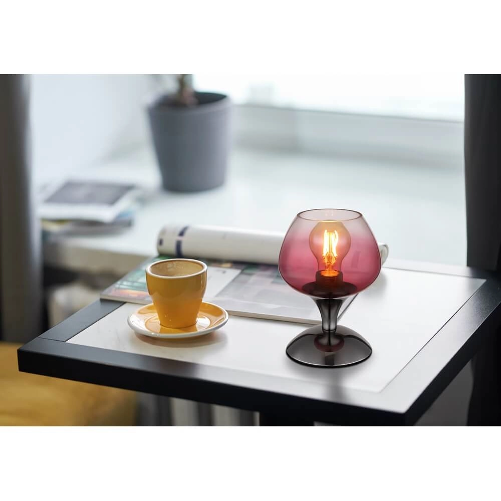 Tischleuchte aus Rotguss Maxy mit rotem Glas Ø 15cm Globo 9007371471935