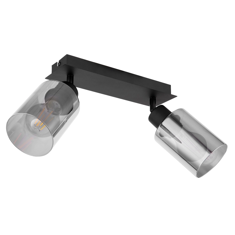 Deckenlampe Hadera 2-Licht Schwarz mit Rauchglas Globo 9007371440214