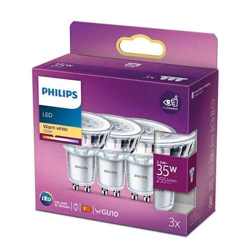 3,5W - GU10 - 2700K - 255 lumen 3er-Set Philips 8718699776213