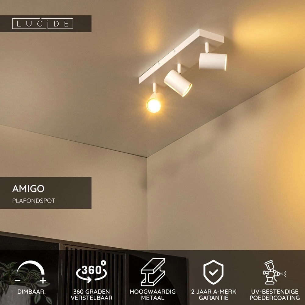 Deckenlampe Amigo 3-Licht-Weiß Lucide 5411212531162