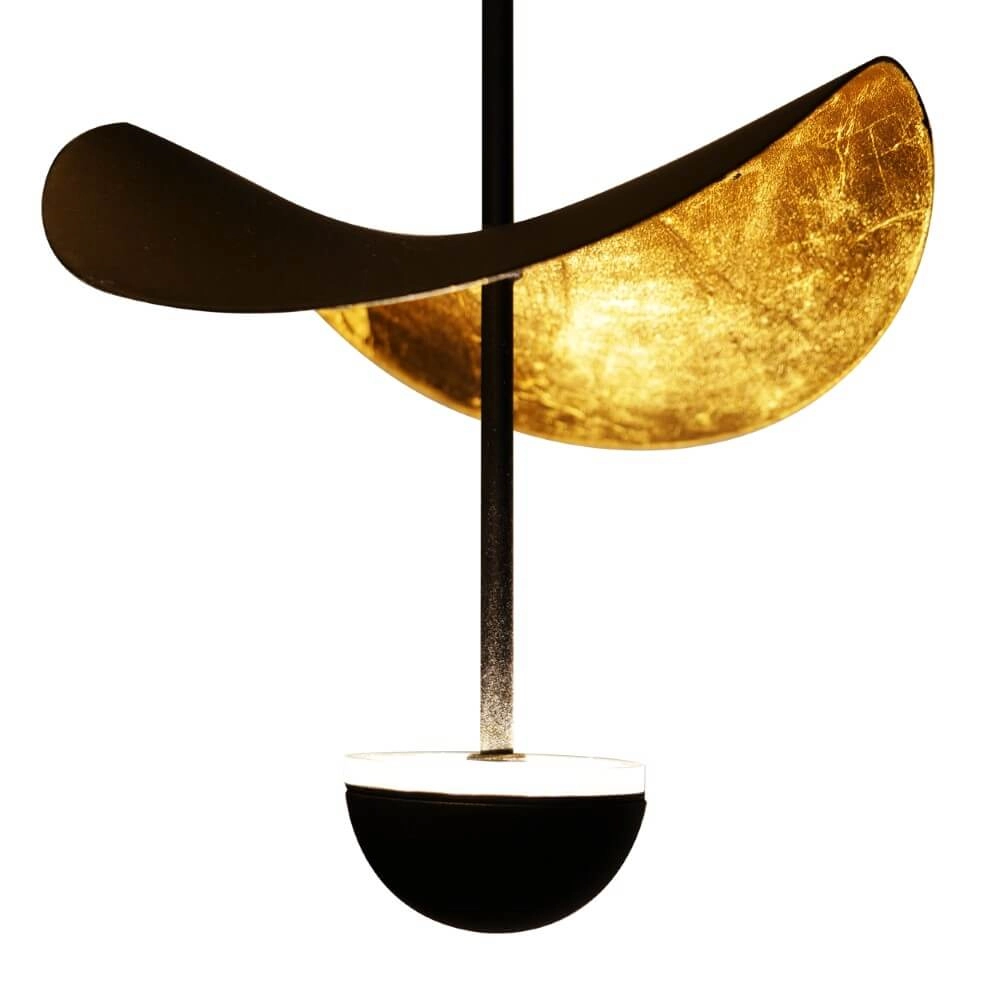 Ovale Hängelampe Dracera schwarz mit gold Stars of Light 9008606270569