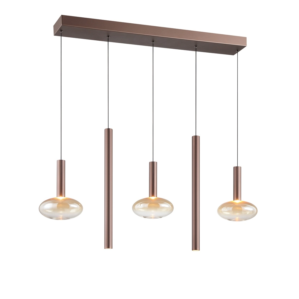 Pendellampe Veridian Kaffeebraun mit bernsteinfarbenem Glas Brilliant 4004353477942