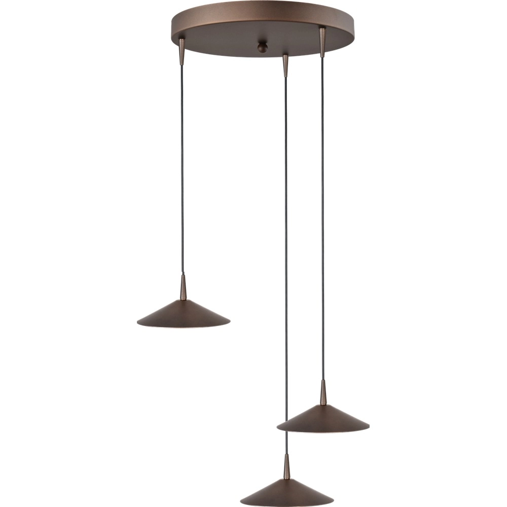 3-Licht Pendellampe Ceppo kakaobraun Ø 18 cm rund