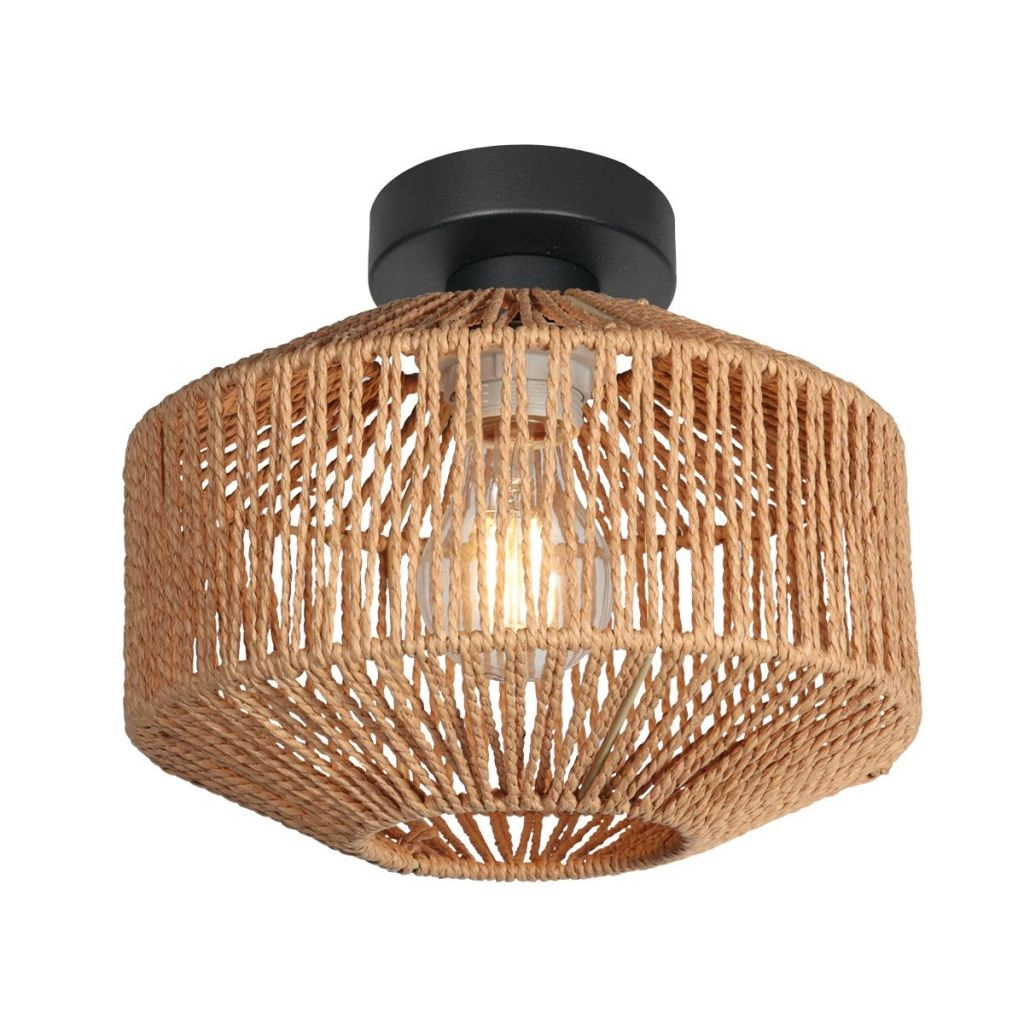 Deckenlampe Ropex mit Rattan-Schatten Ø23 cm