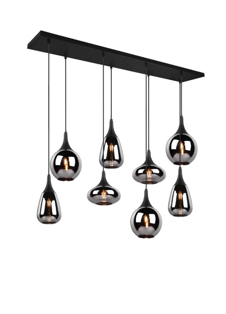 Hängelampe mit 8 Leuchten Lumina mit Rauchglas