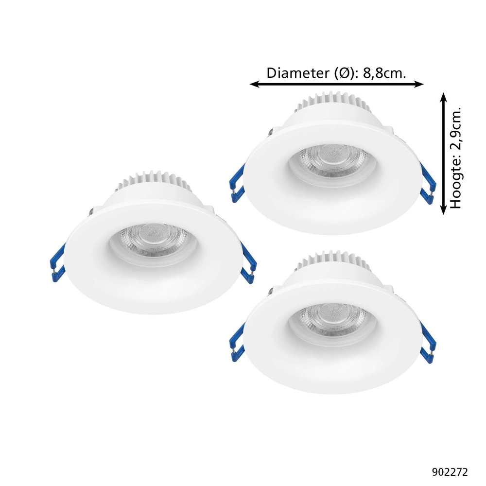 Set mit 3 Einbaustrahlern Salabate weiß Ø 8,8cm IP65 Eglo 9008606358885
