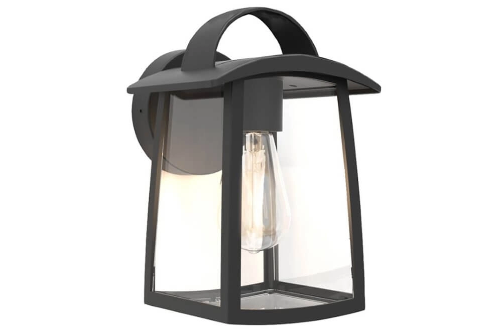 Schwarze Wandlampe Kelsey sauberes Glas