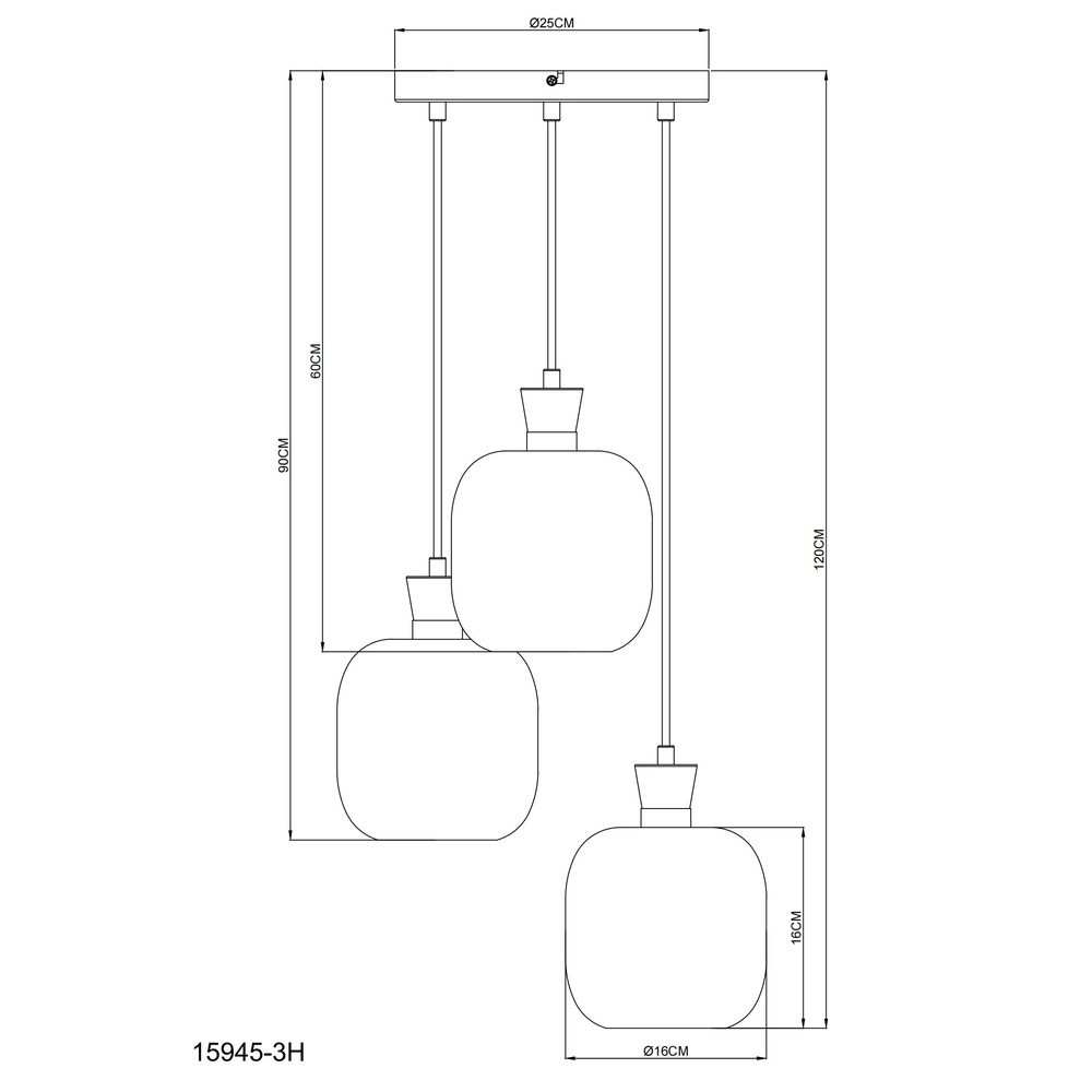 3-Licht Pendellampe Brokana Gunmetal Globo 9007371578467