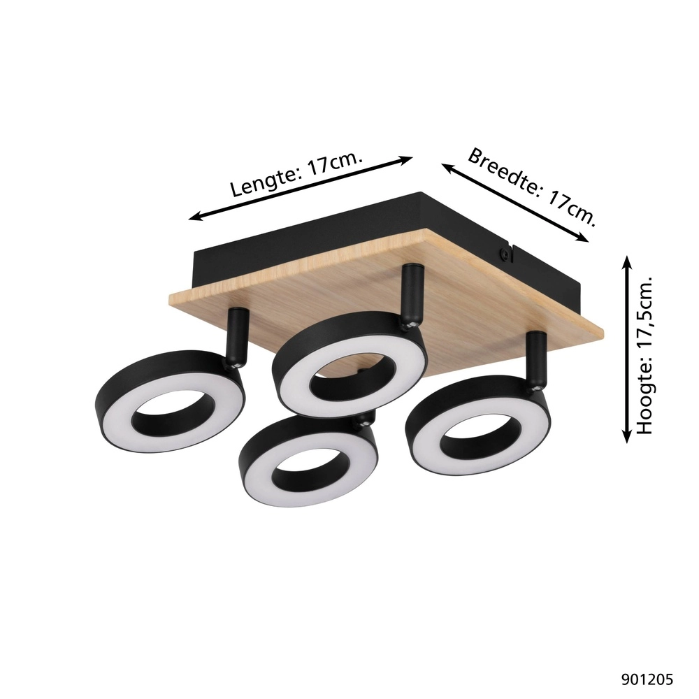 LED-Deckenlicht Rielves 4-Licht mit Holz Eglo 9008606313730
