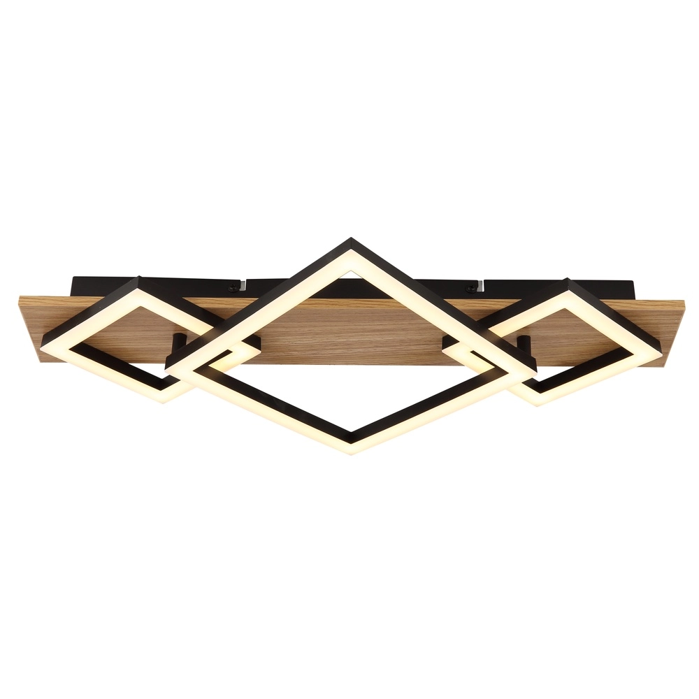 Deckenlampe Beatrix I 3 schwarze Quadrate mit Holz Globo 9007371468393
